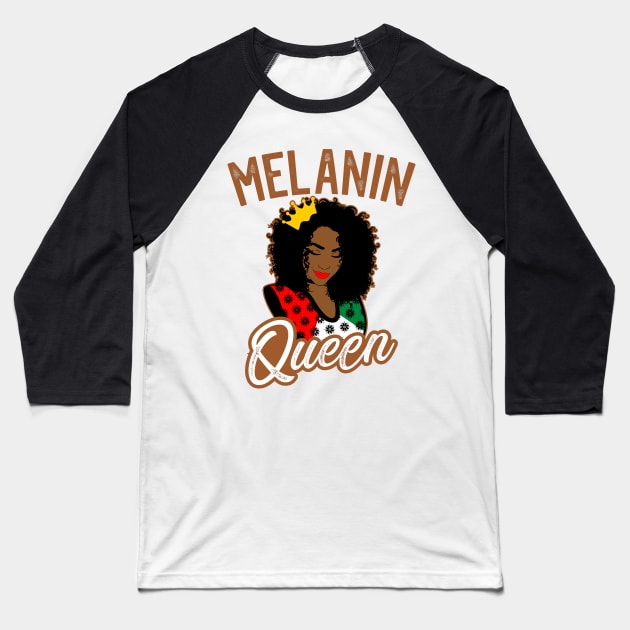 Melanin Queen Baseball T-Shirt by BadDesignCo